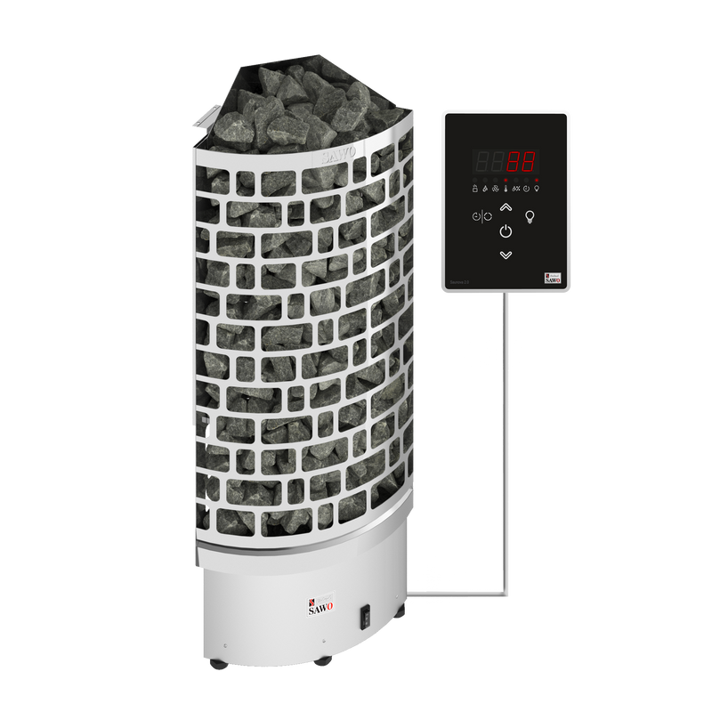 Sawo Elektrisk Bastuaggregat Tower Aries Hörn 3p-1p Sawo 9 Kw (8-14 M3), Ni2 (inbyggd Effektregulator, Kräver Kontrollenhet)