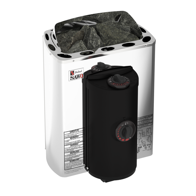 Sawo Elektrisk Bastuaggregat Rostfri Mini X 3p-1p Sawo 3 Kw (2-4 M3), Nb, Inbyggd Styrning (inkl. Timer Och Termostat)
