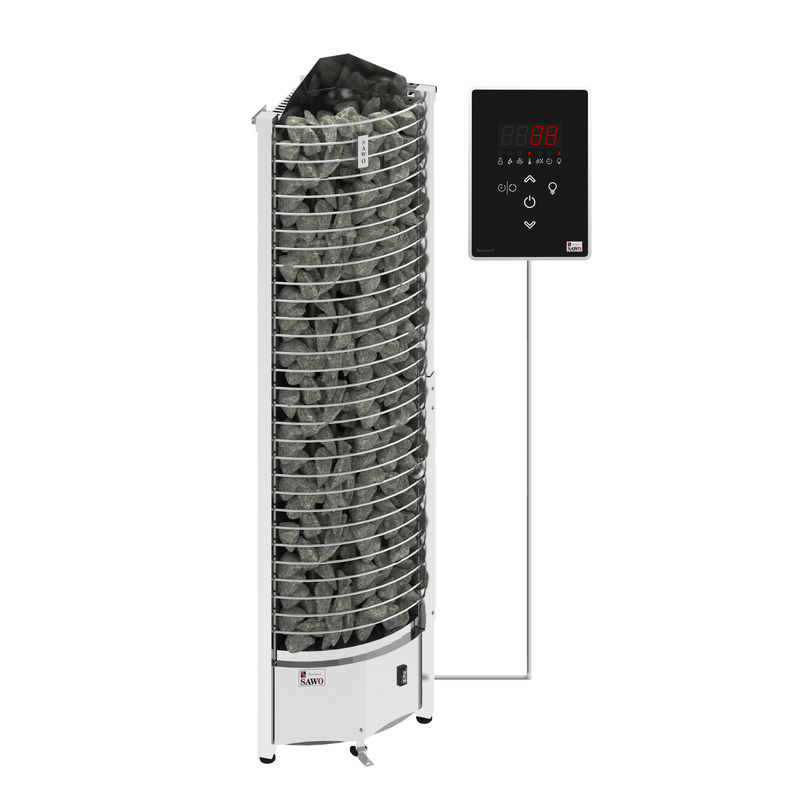 Sawo Elektrisk Bastuaggregat Tornhörn 3p-1p Sawo 4,5 Kw (3-6 M3) 300 Mm, Ni2 (inbyggd Effektregulator, Kräver Kontrollenhet)