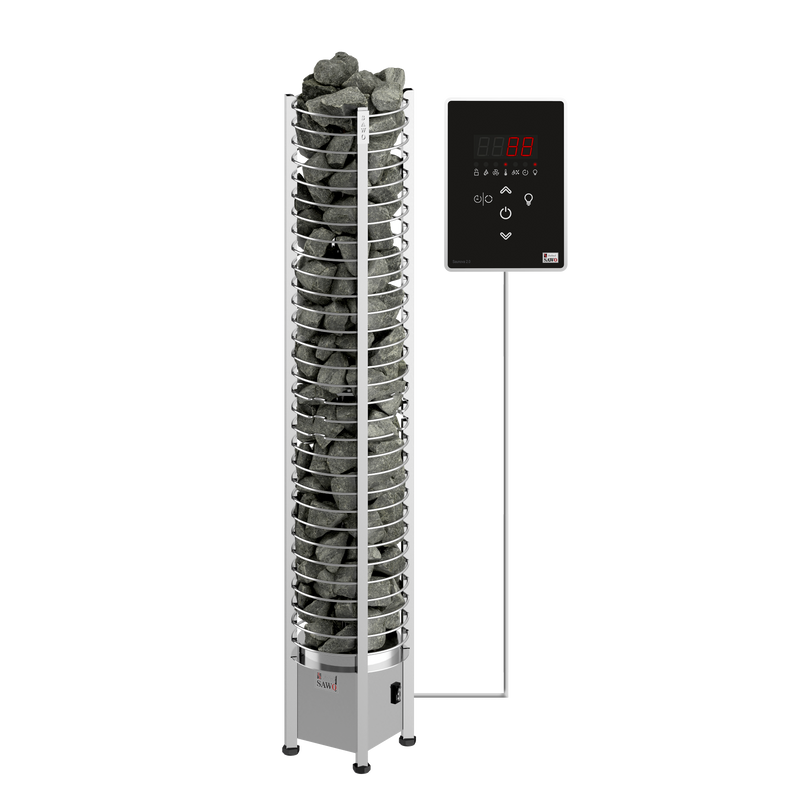Sawo Elektrisk Bastuaggregat Torn Rund 3p-1p Sawo 6 Kw (5-8 M3) 260 Mm, Ni2 (inbyggd Effektregulator, Kräver Kontrollenhet)