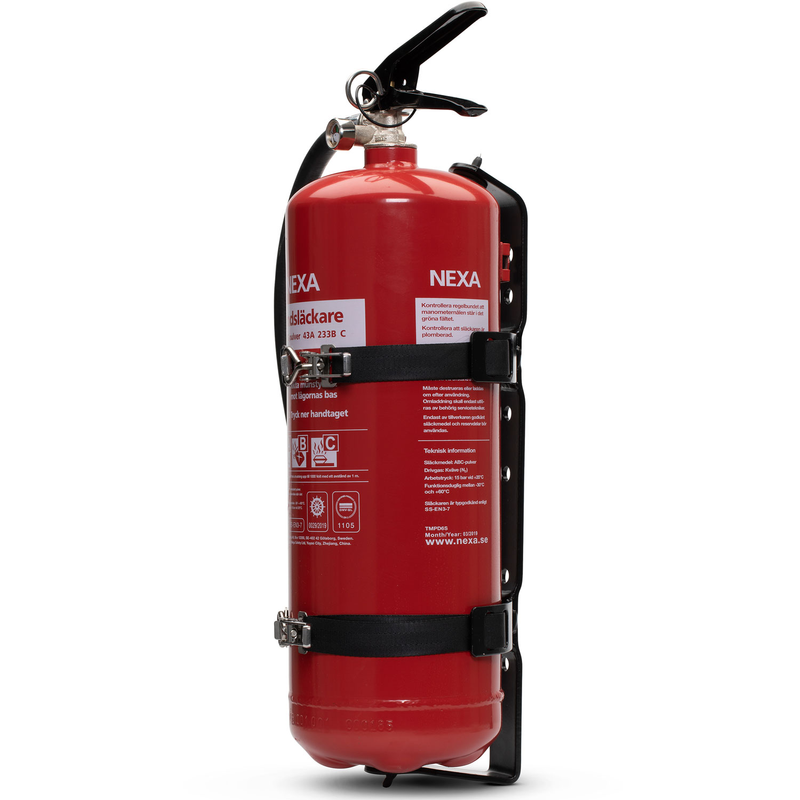 Nexa Brandsläckare Fh-006 Fordonshållare Till 6 Kg Pulversläckare Nexa Metall Och Nylonband, 110 X 460 Mm