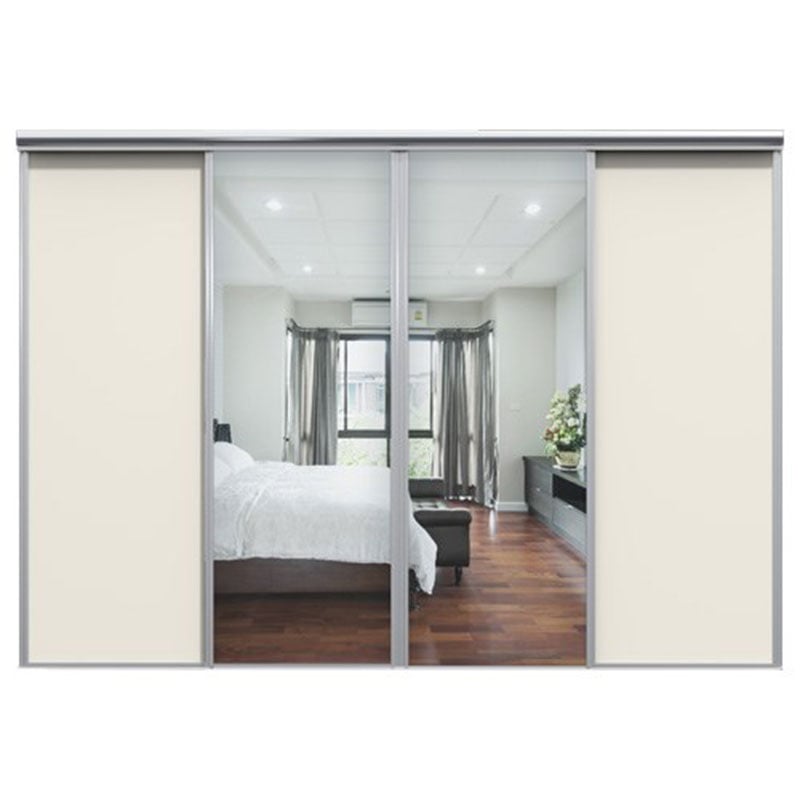 Wiksbo Skjutdörr Vit Silverspegel Mix 4300 Mm, 4 Dörrar