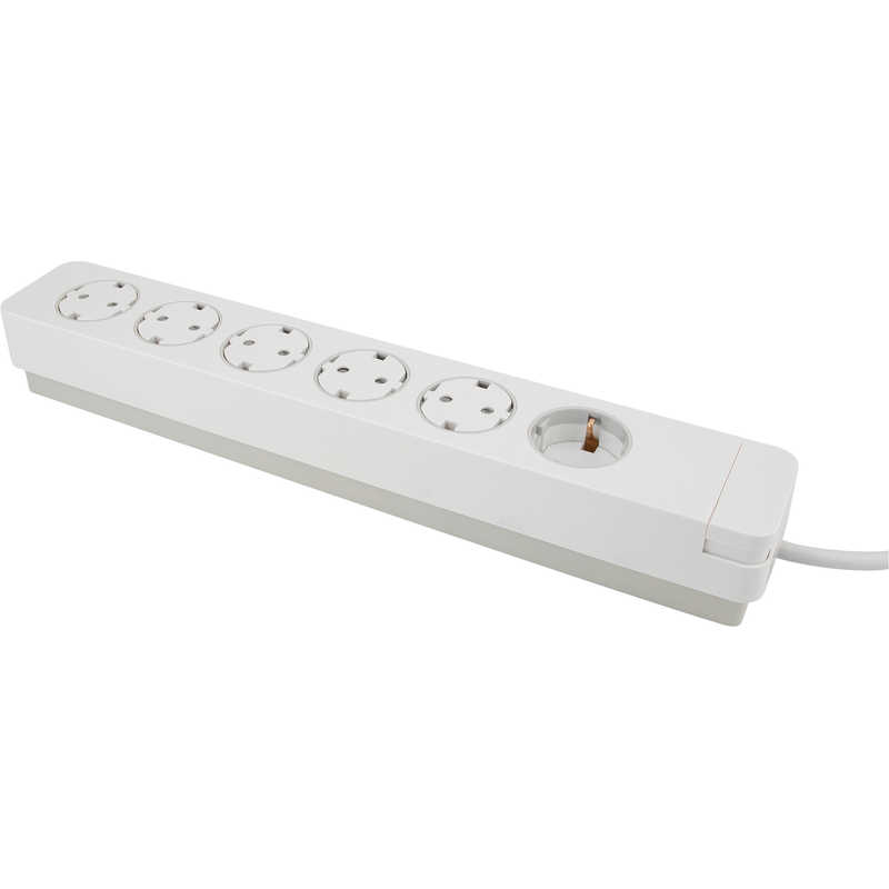 Gelia Grenuttag Pure Push 6-vägst Jordat Vit Med Brytare H05vv-f  Vit, 2 M