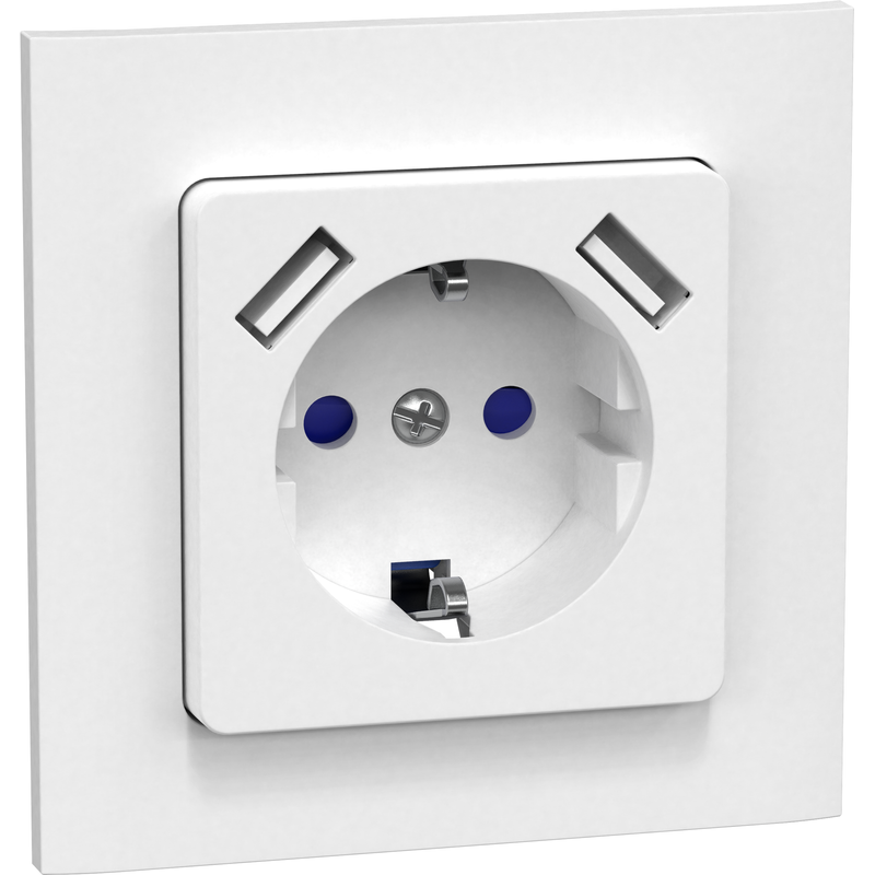 Gelia Vägguttag Connect 2 Home 1-vägs Med 2 Usb Vit Infälld  Ip20, Infällt Montage