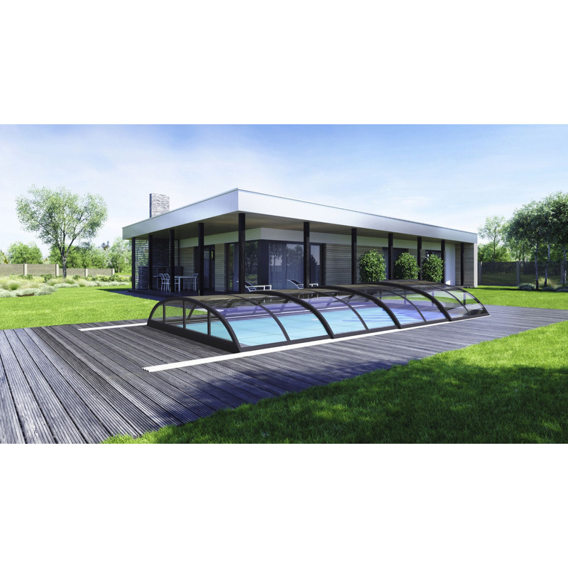 Pooltime Pooltak Smart Antracit Pooltime Klarplast, 4x8 M, Omonterad Utan Ihopsättning
