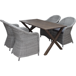 Utomhusmöbelgrupp 150 cm Bord & 4 Belize grå stolar Baltic Garden