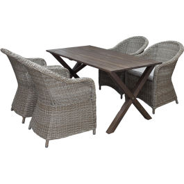 Utomhusmöbelgrupp 150 cm Bord & 4 Belize naturell stolar Baltic Garden
