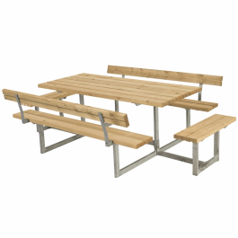 Bänkset Basic med 2 Ryggstöd och 2 Påbyggnadsdelar 260 cm PLUS