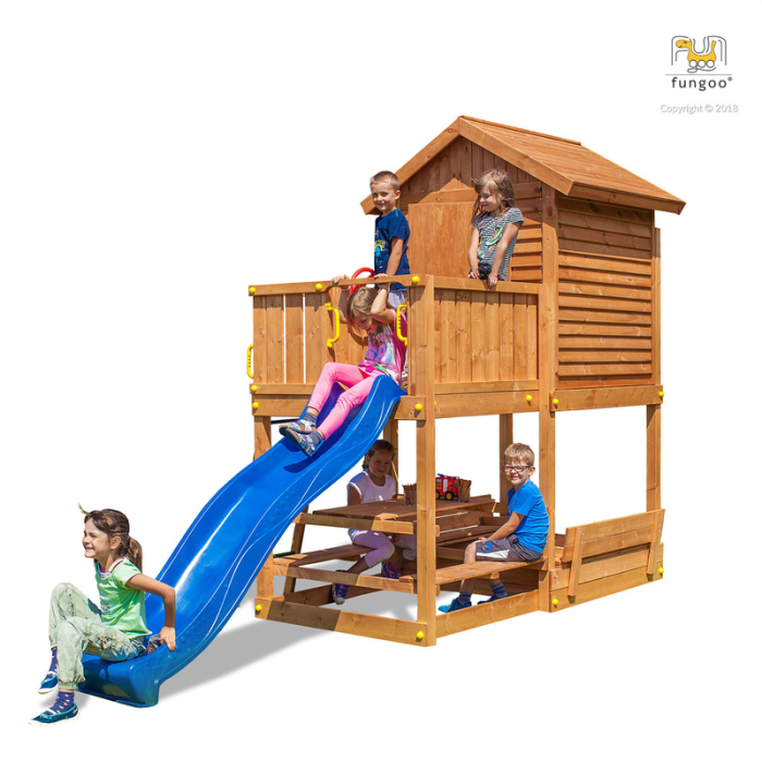 Lekplats Set MyHouse Free Time Beach med rutschkana, lekstuga, picknickbord och ratt Fungoo