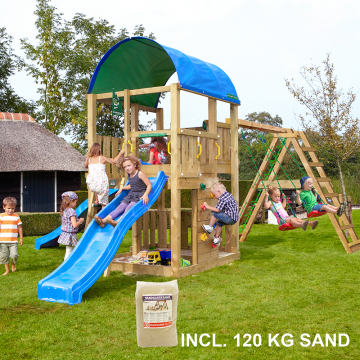 LEKTORN FARM MED KLÄTTERMODUL SAND OCH RUTSCHKANA JUNGLE GYM