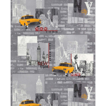 Tapet Les Aventures 21 Papper Retro City Motif Taxi SCE - Lutèce