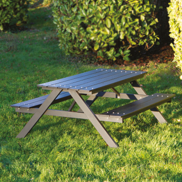 Picknickbord A-modell Svart nonwood och aluminiumram till barn HORTUS