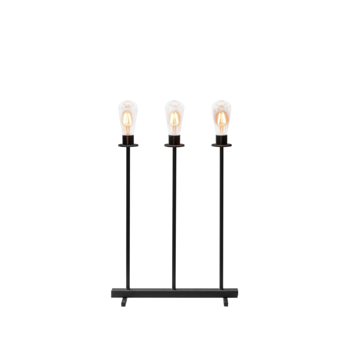 Elljusstake 3 Ljus Metall Svart Amber LED Dimmer Gnosjö Konstsmide (P