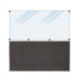 Kompositstaket Futura med frostat glas PLUS