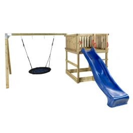 Klätterställning Play med rutchkana och fågelbogunga Plus