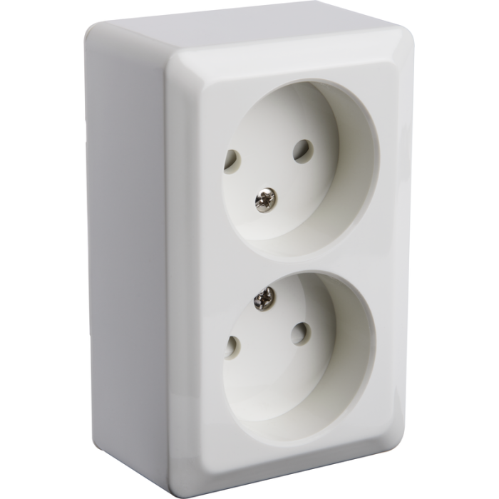 Vägguttag Atia Utanpåliggande Ojordat 2-vägs med petskydd Gelia