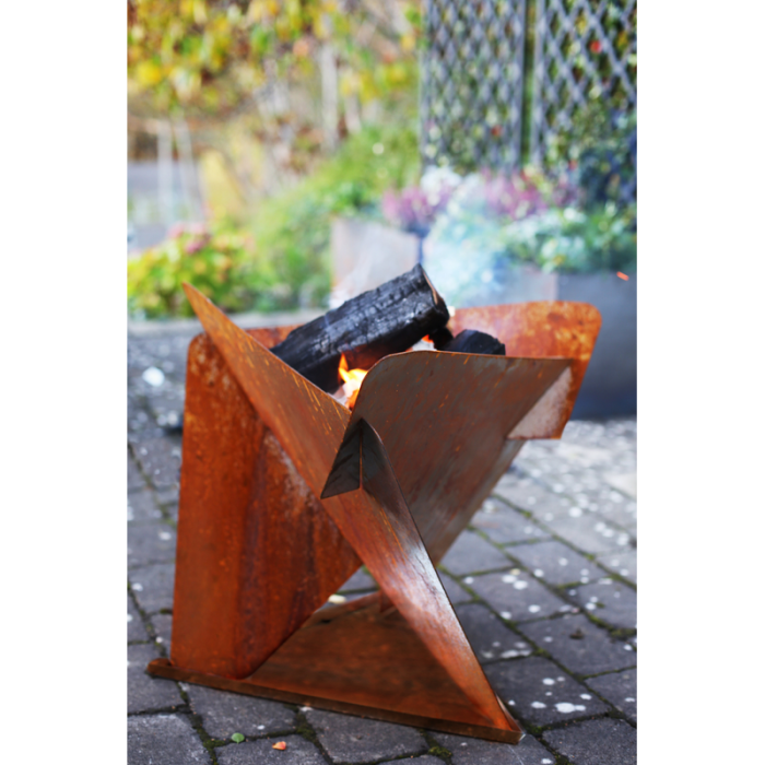 Eldfat Triangel Corten Stål 64x64x54 cm Jabo