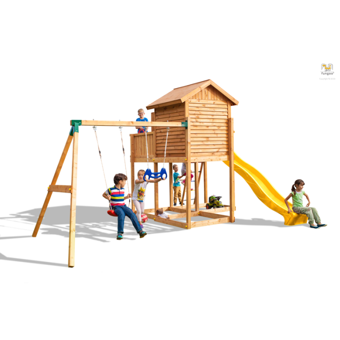Lekplats Set Move MySide med rutschkana, lekstuga, gungor och ratt Fungoo Lekplats Set Move MySide med rutschkana, lekstuga, gungor och ratt Fungoo