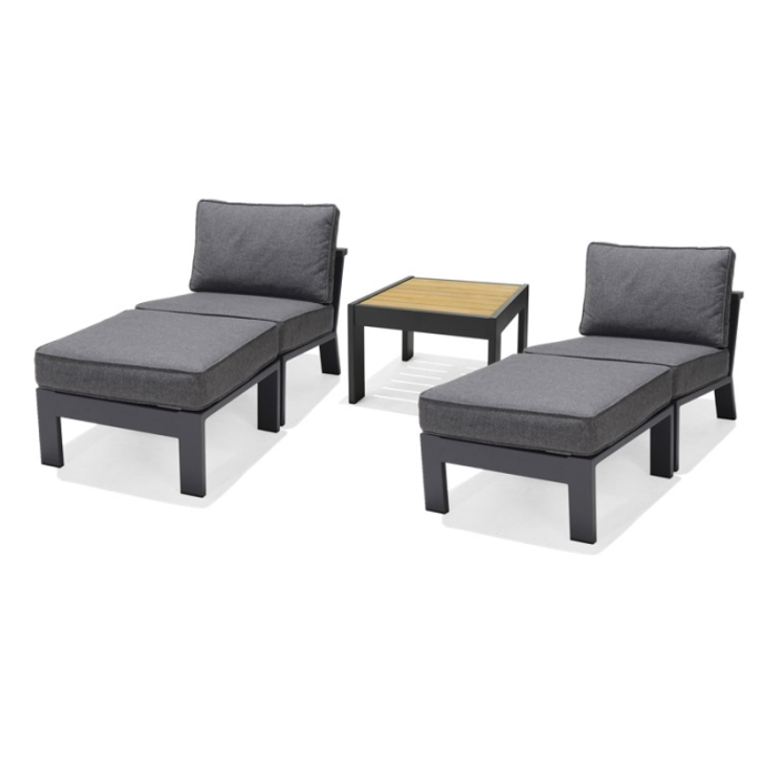 Utomhusset PALAU 2x sidostolar + 2x fotpallar + sidobord 60 cm Lifestyle Garden