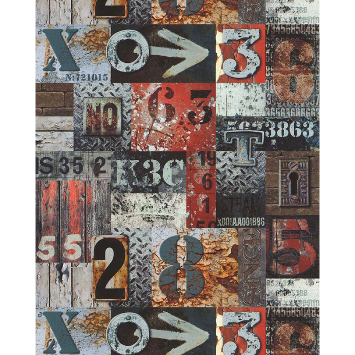 Tapet Les Aventures 21 Papper Retro Sten/Trä Lettrage SCE - Lutèce