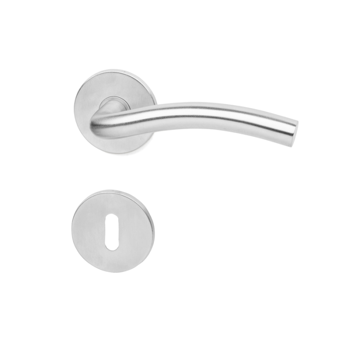 Dörrhandtag Vågformad inkl. Nyckelskylt Rostfritt Habo