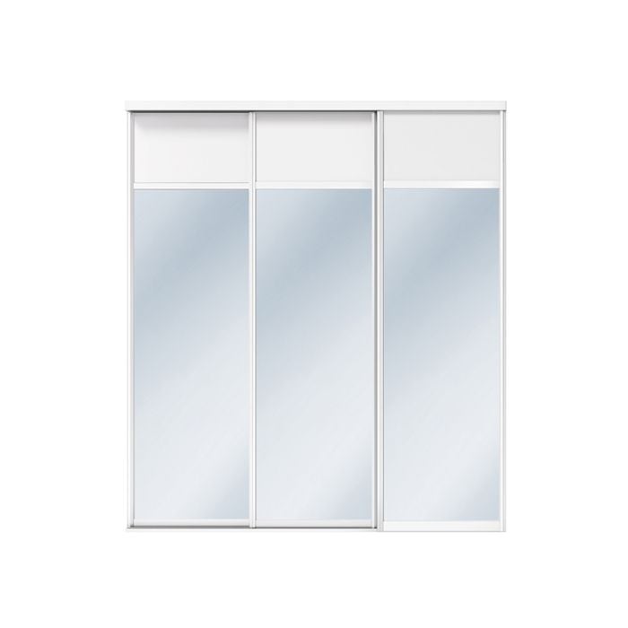 Skjutdörrar London Svart/Vit Med Spegel Och Vita Skenor