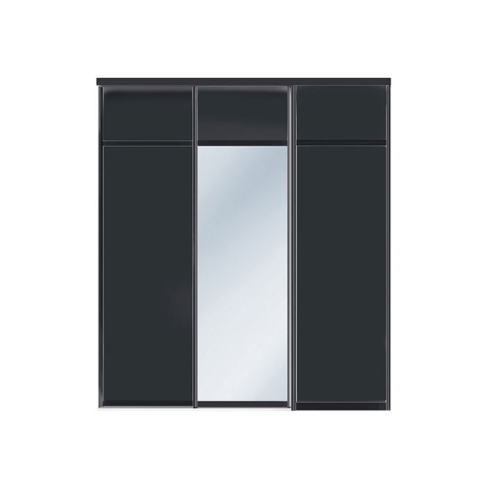 Skjutdörr London Svart/Vit Och Spegel Med Svarta Skenor