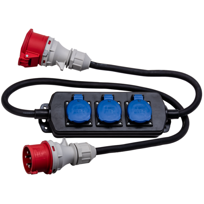 Grenuttag/Övergångssladd 400V 3x230V + 1x400V IP44 Gelia