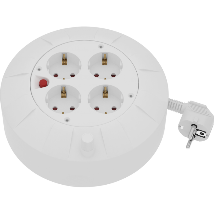 Kabelrulle 4-vägs 5m Jordad Liggande med Termosäkring Gelia