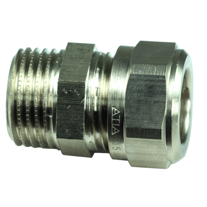 Klämringskoppling Rak 16xR15 med Utvändig Gänga Gelia