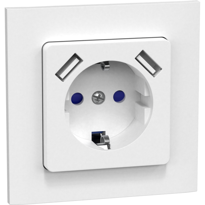 Vägguttag Connect 2 Home 1-vägs med 2 USB Vit Infälld Gelia