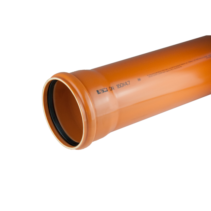 Markavloppsrör KG PVC-U Solid med TPE-tätning och muff SN8 SDR34 Kaczmarek