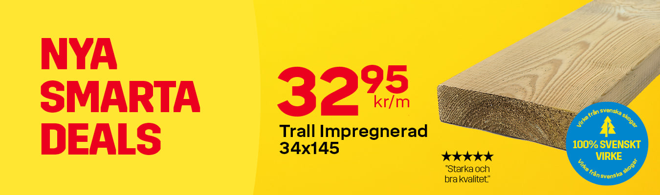 K&ouml;p h&auml;ngrenna p&aring; Byggmax. 125 mm bred och 2,5 m l&aring;ng. 169 kr/st.