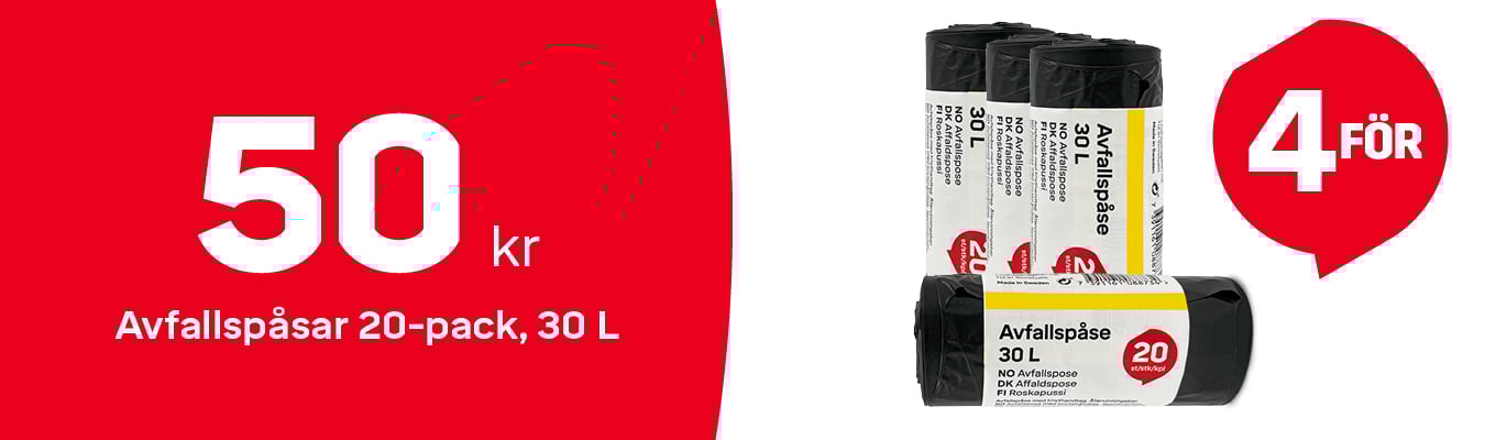Erbjudande - k&ouml;p 4 avfallsp&aring;sar f&ouml;r 50kr