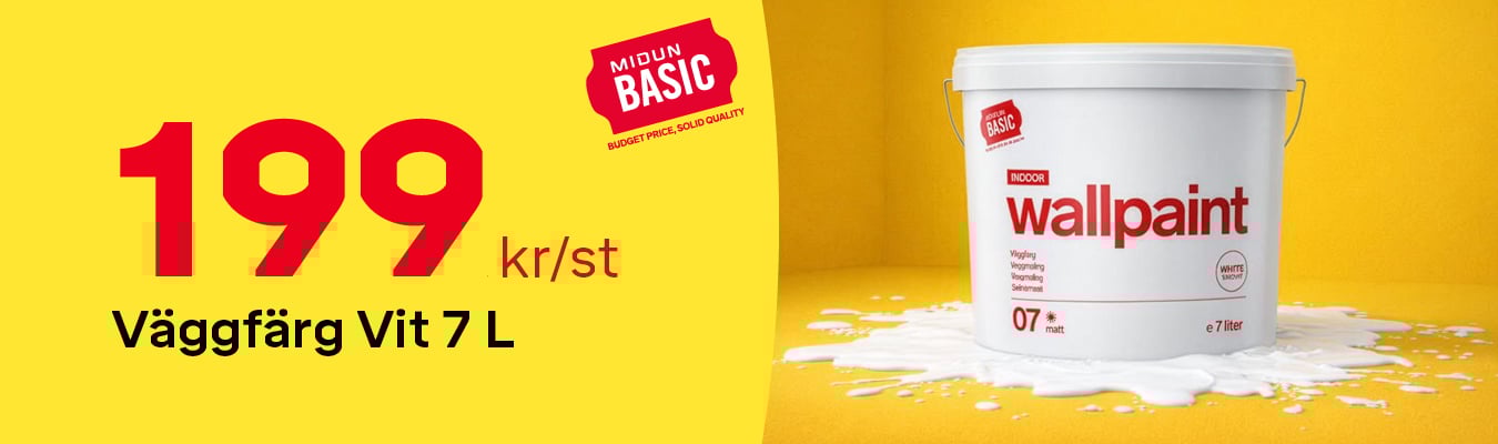 Vit väggfärg från midun 7 l till kampanjpriset 199kr