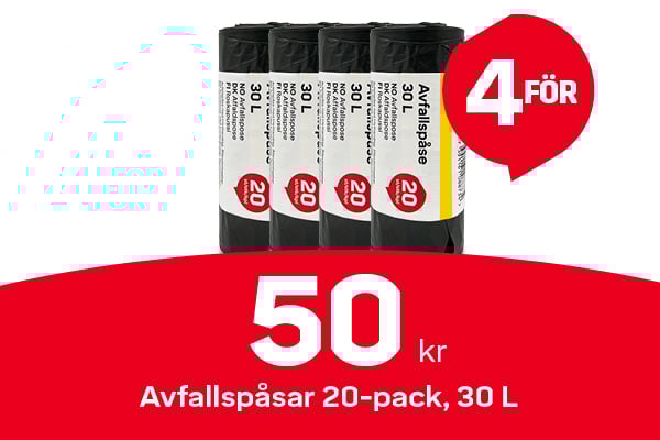 Erbjudande - k&ouml;p 4 avfallsp&aring;sar f&ouml;r 50kr