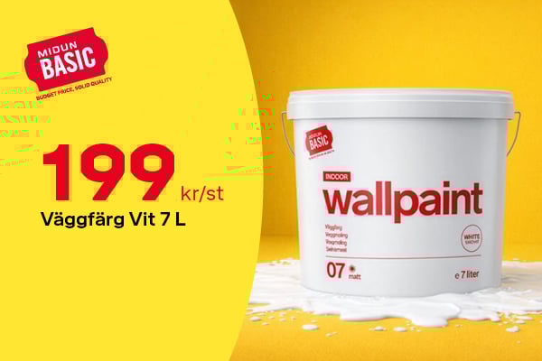 Vit väggfärg från midun 7 l till kampanjpriset 199kr
