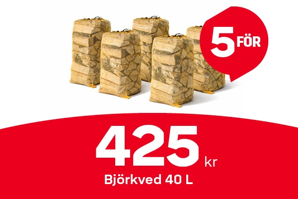 Köp 5 vedsäckar för 425kr